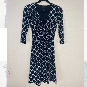WHBM black and white wrap dress